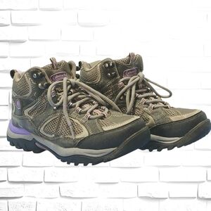 Coleman Hiking Booties Size 7M, Spruce Gray Leather Lace-Up Round Toe